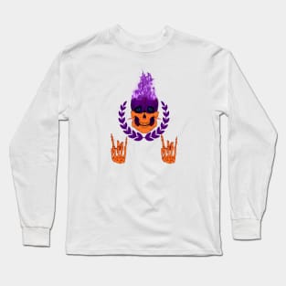 purple skull skeleton hands rock sign Long Sleeve T-Shirt